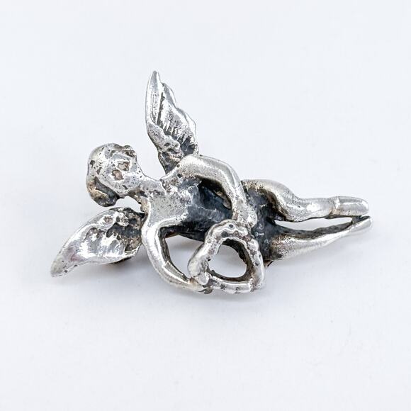 Vintage Sterling Silver 925 Angel Pin Brooch - Picture 4 of 7